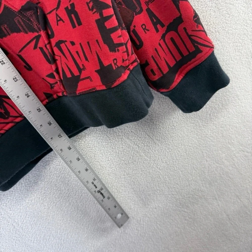 Jordan Hoodie Men's Large Red Jumpman All Over Print Graphic Pullover Printed